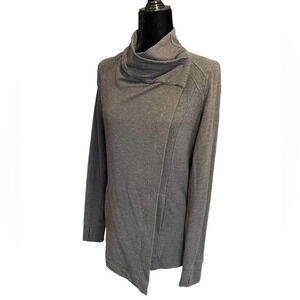 Lululemon coast wrap jacket button long sleeve cardigan 6 heathered mod black